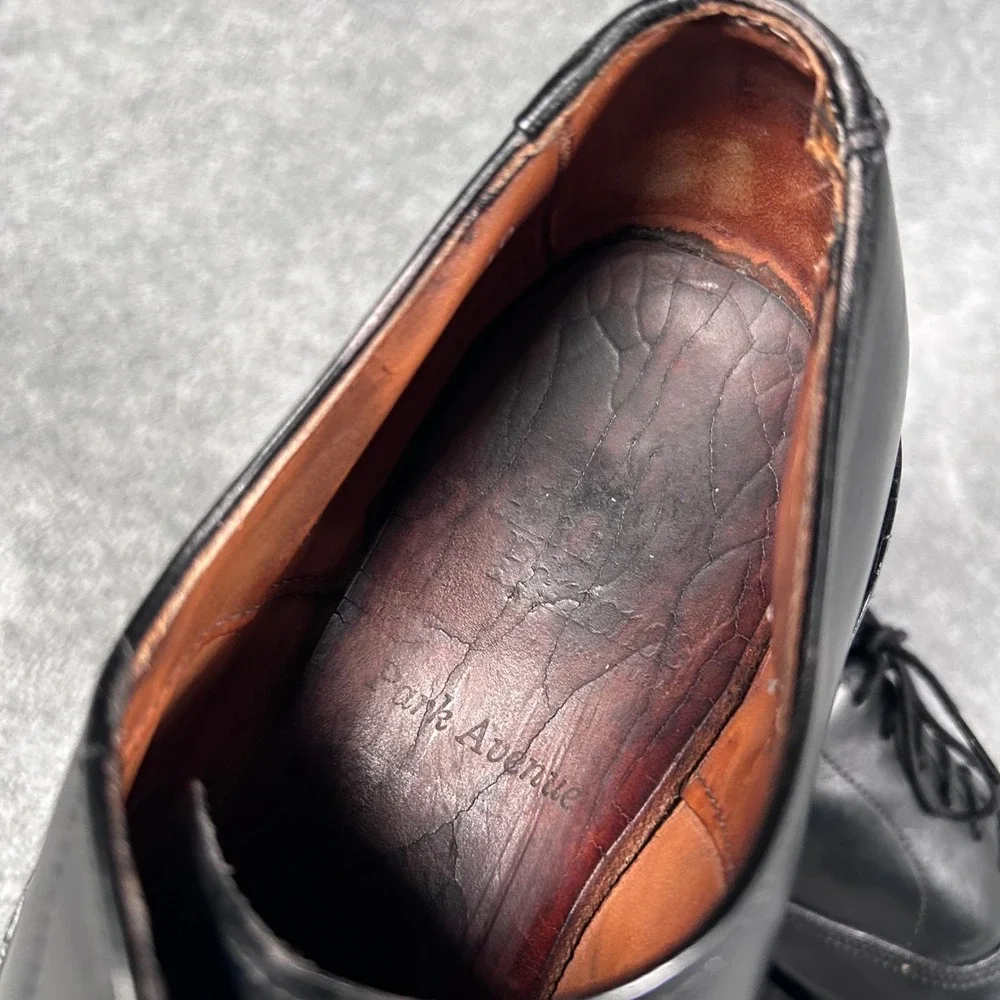 Vintage Allen Edmonds Park Avenue Oxford Dress Shoes Black Cap Toe Men 8.5 B USA
